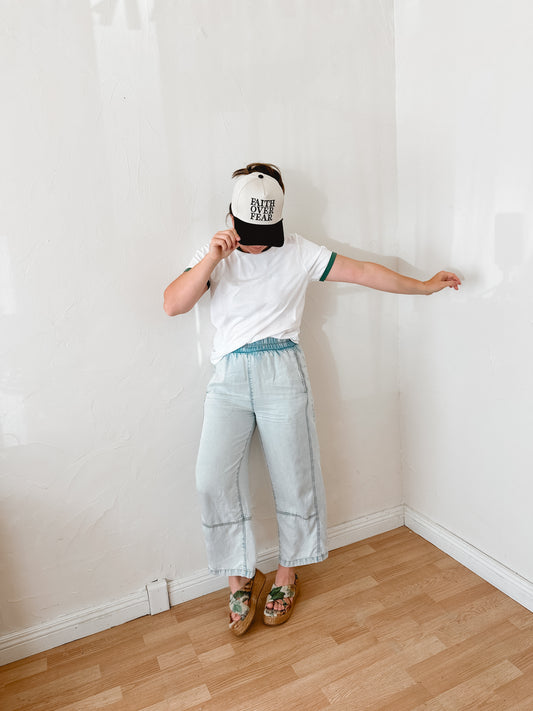 Seam Detail Elastic Waist Pants