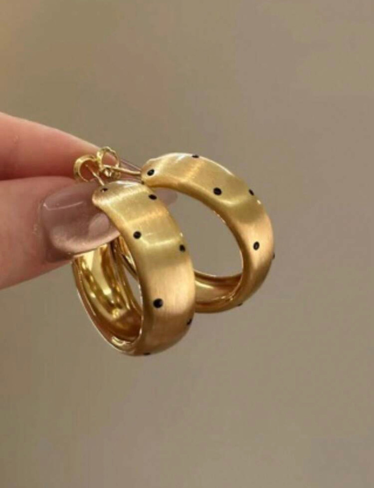 Black Dot Gold Hoops