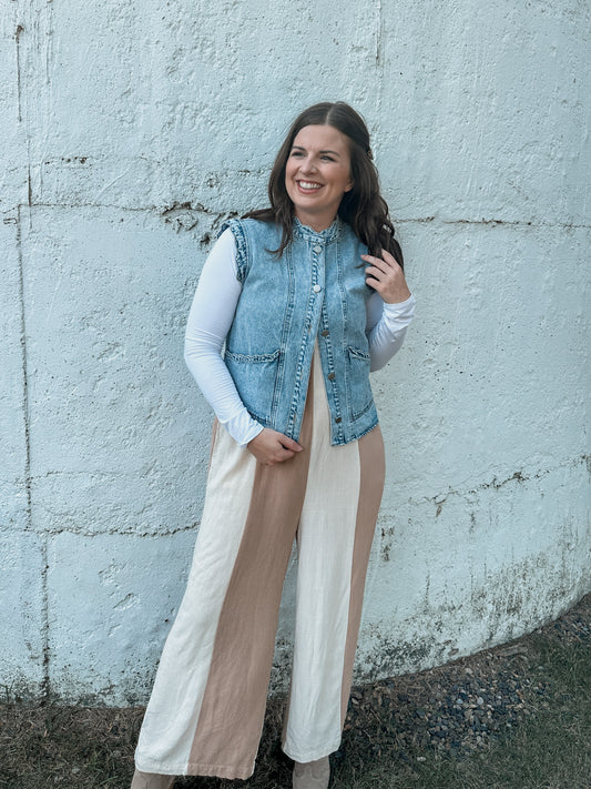Scallop Edged Denim Vest