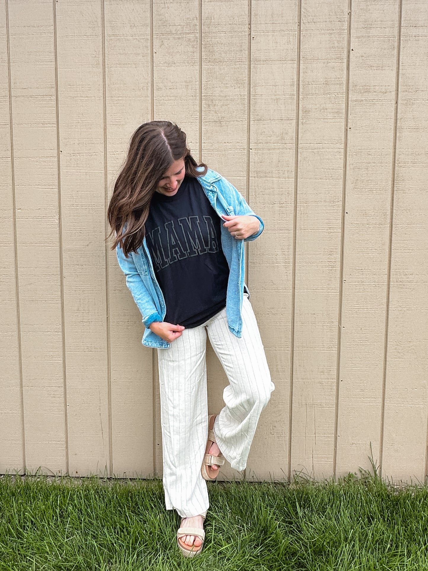 Oatmeal Stripe Linen Pants