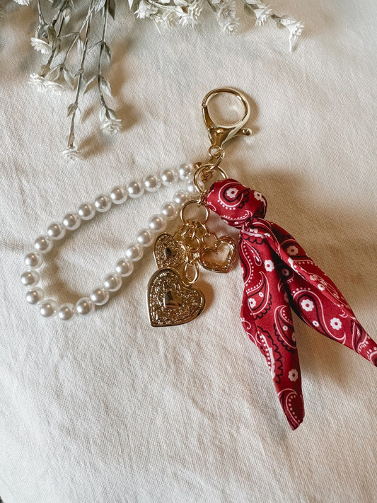 Kerchief Hearts Charm Keychain