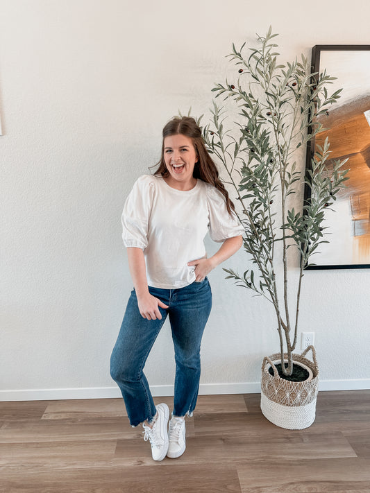 Essential Puff Sleeve Cotton Top