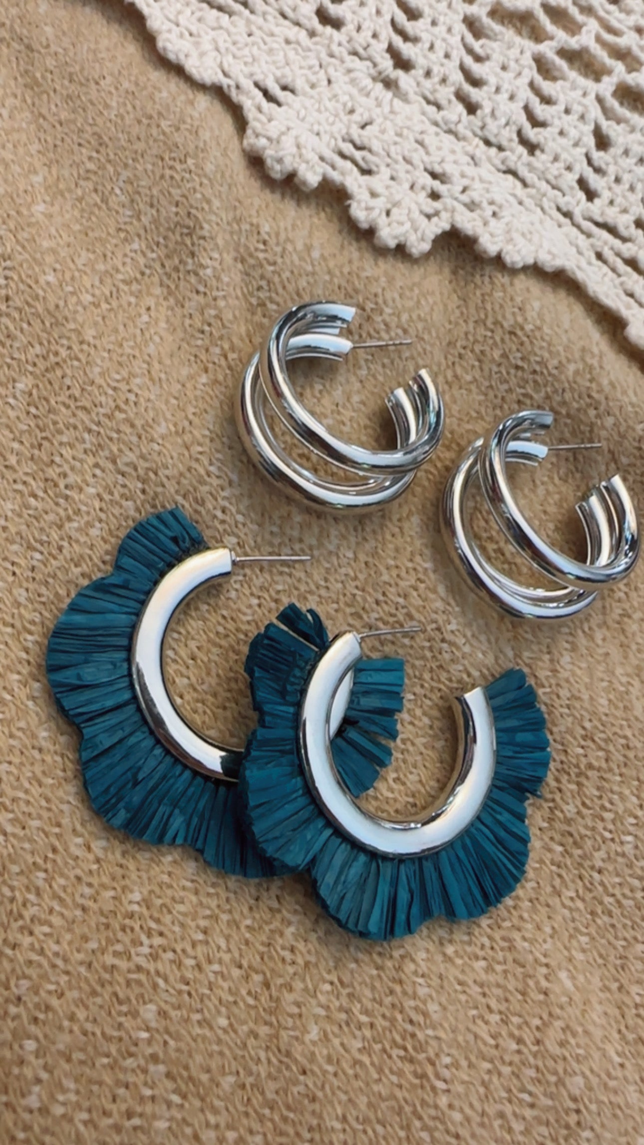Teal Fringe Hoop
