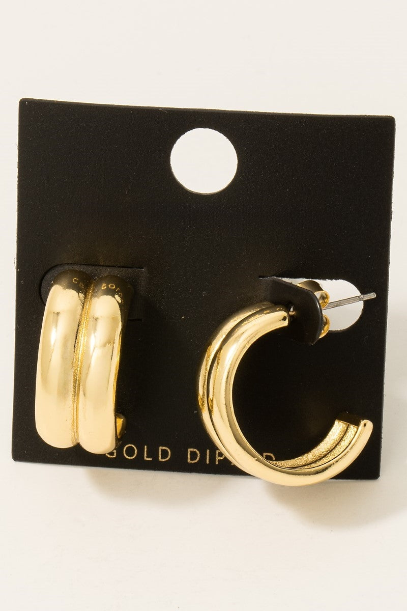 Double Barrel Hoop Earrings
