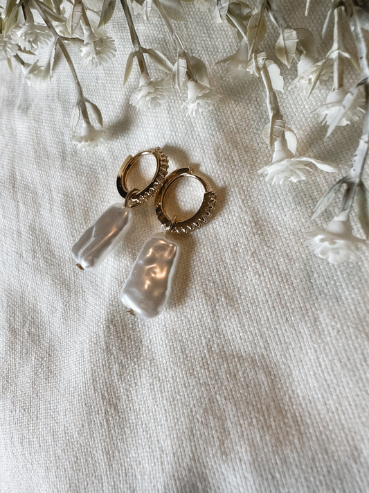 Pearl Huggie Earrings