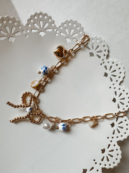 Beaded Bow Charm Necklace