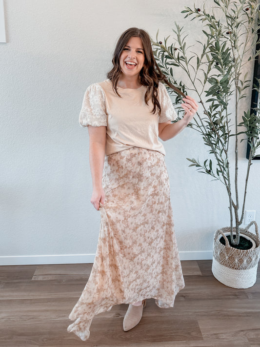 Cream Floral Skirt