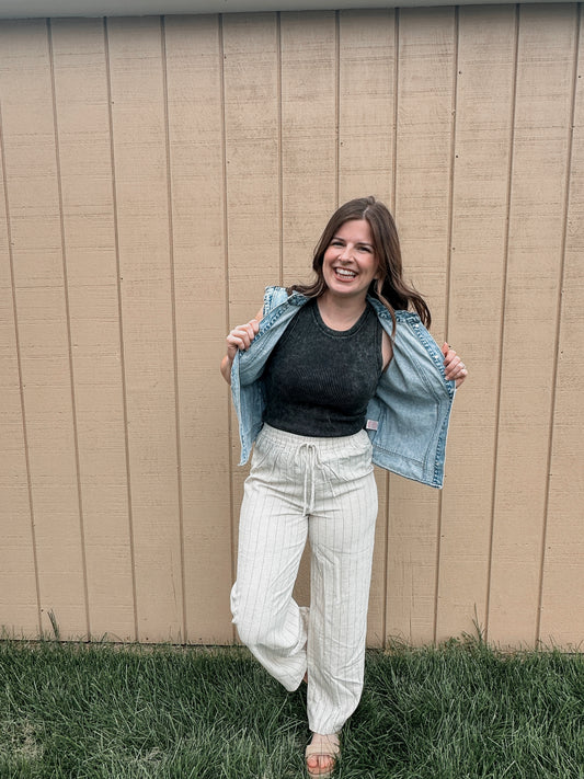 Charcoal Ribbed Tank Top