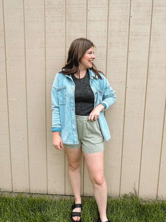 Comfy Washed Sage Shorts