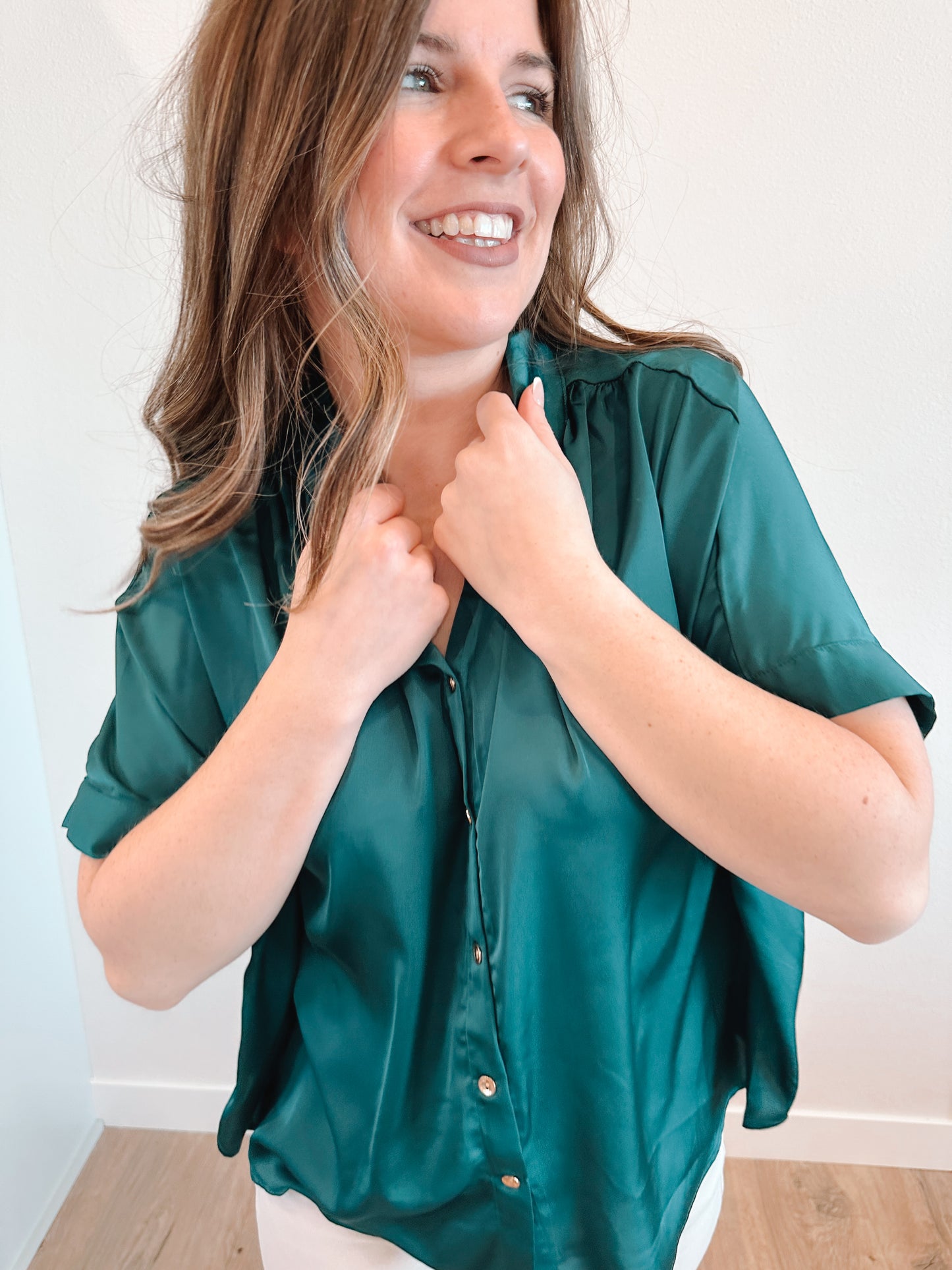 Satin Button Down Blouse (2 colors)