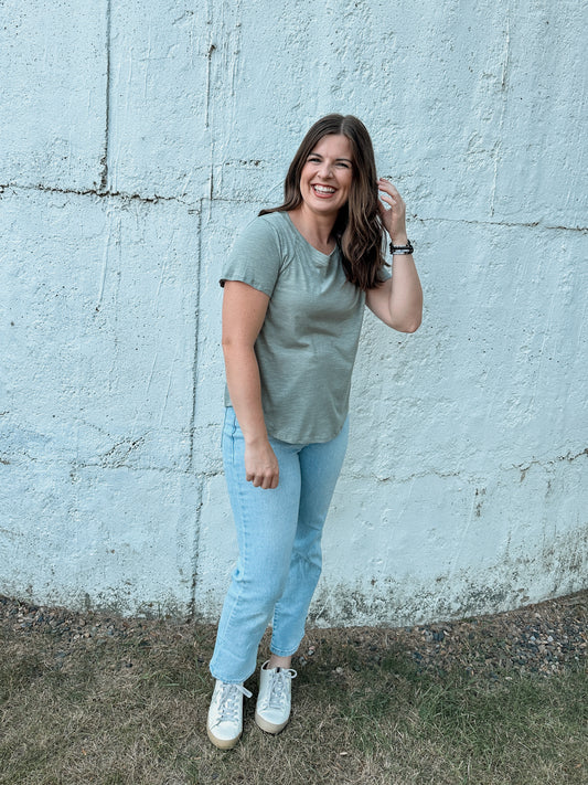 Olive Cotton Slub Top