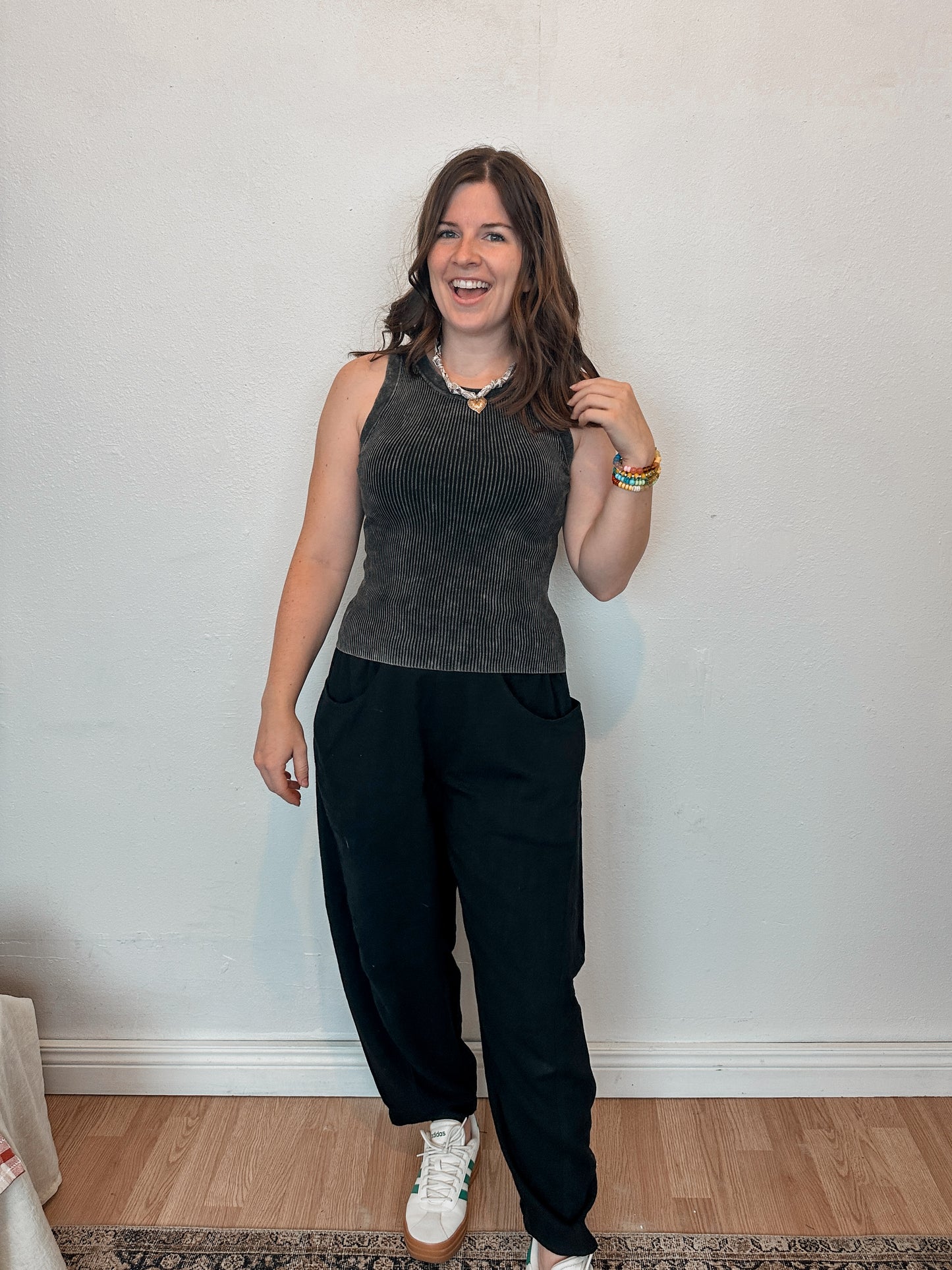 Charcoal Ribbed Tank Top