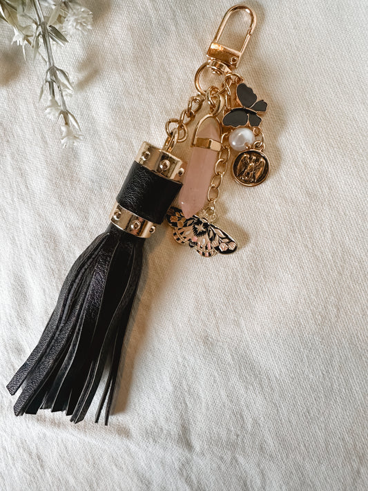 Black Tassel Charm Keychain