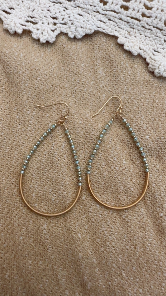 Teal Beaded Teardrop Earrings