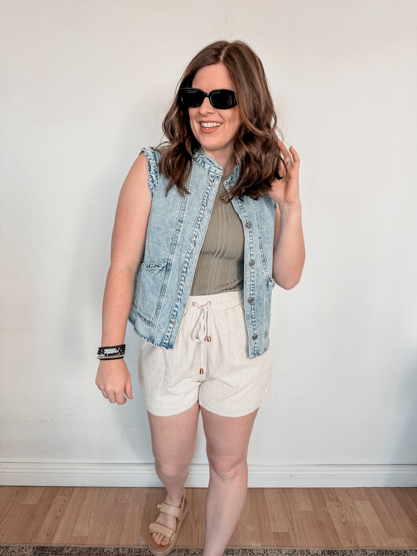 Scallop Edged Denim Vest