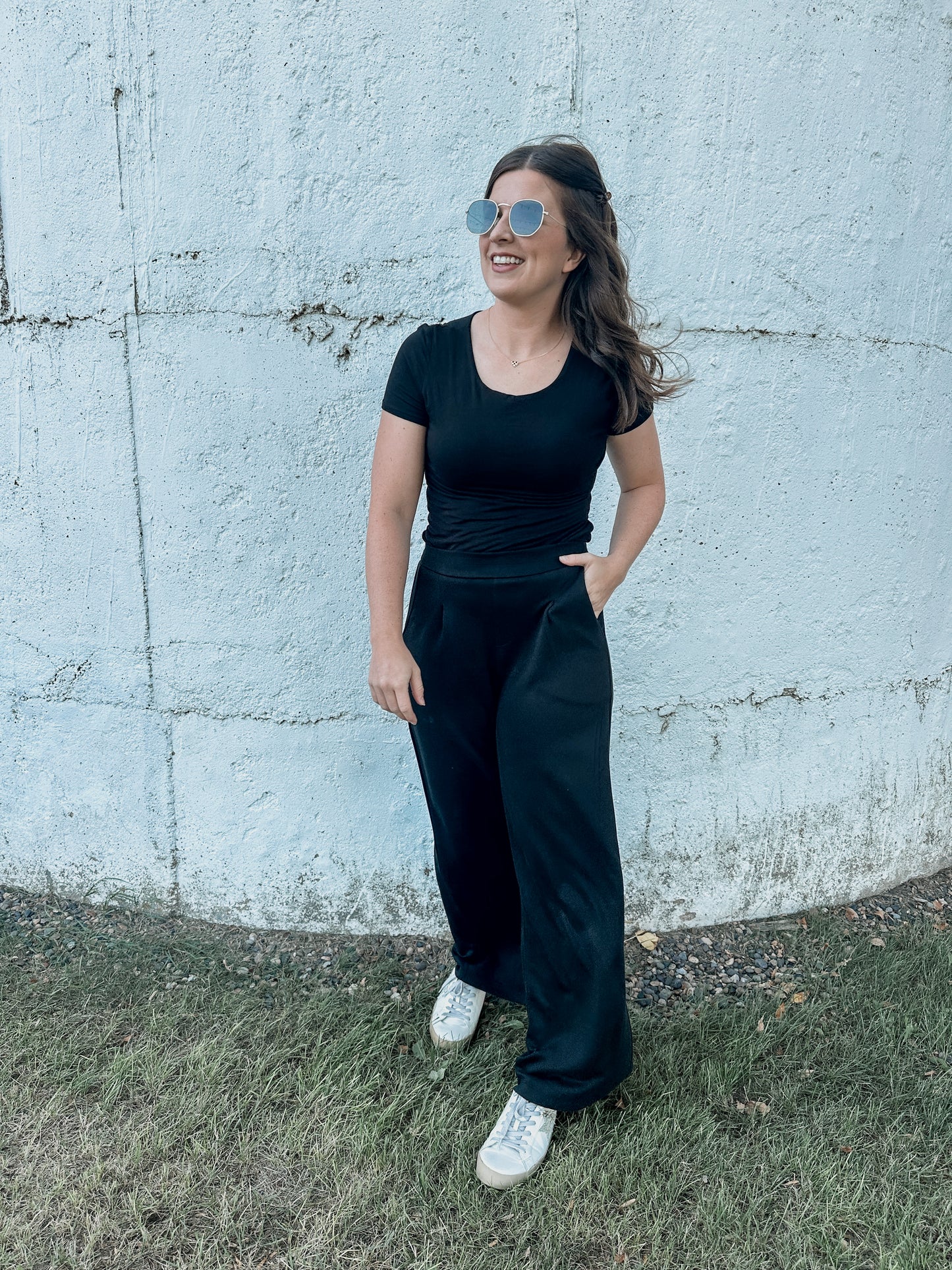 Front Pleated Black Pants