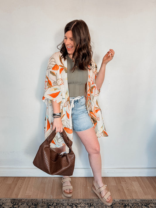 Tie Front Stretch Denim Shorts