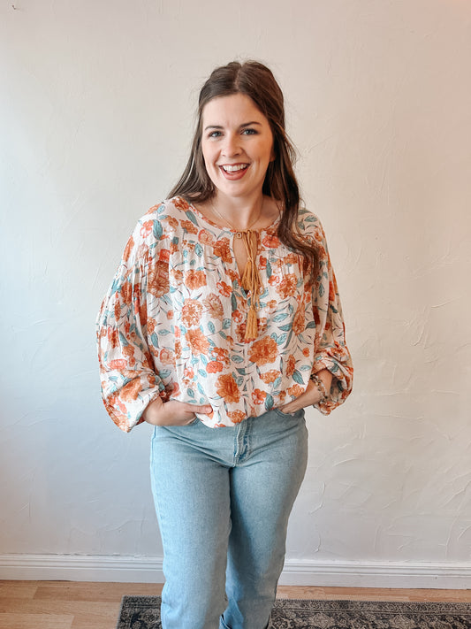 Tie Front Floral Top