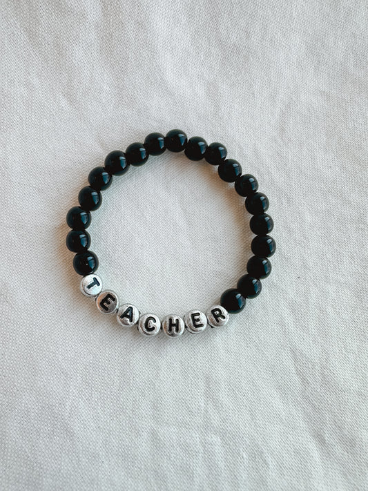 Silver + Black Teacher Bracelet