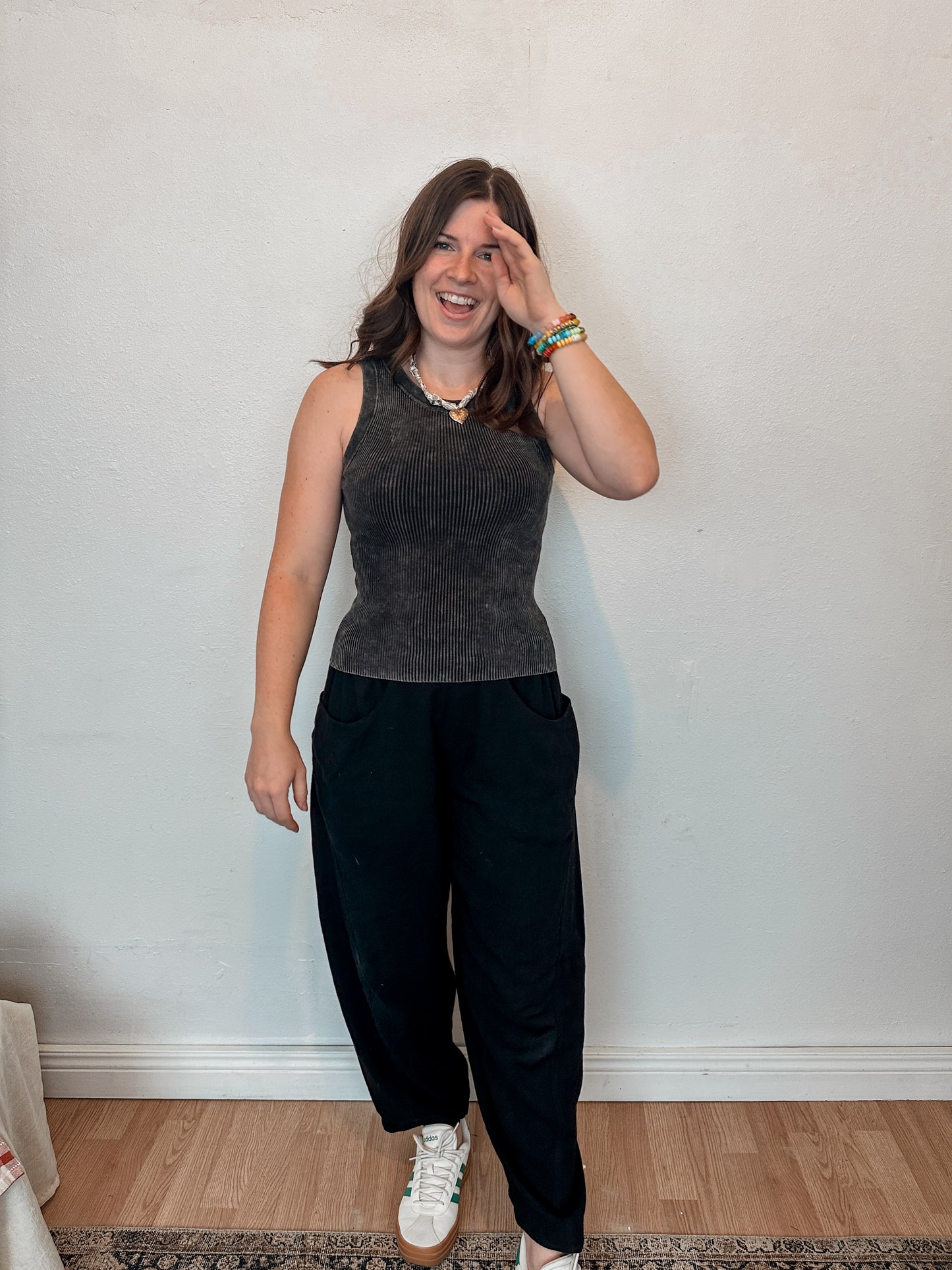 Charcoal Ribbed Tank Top