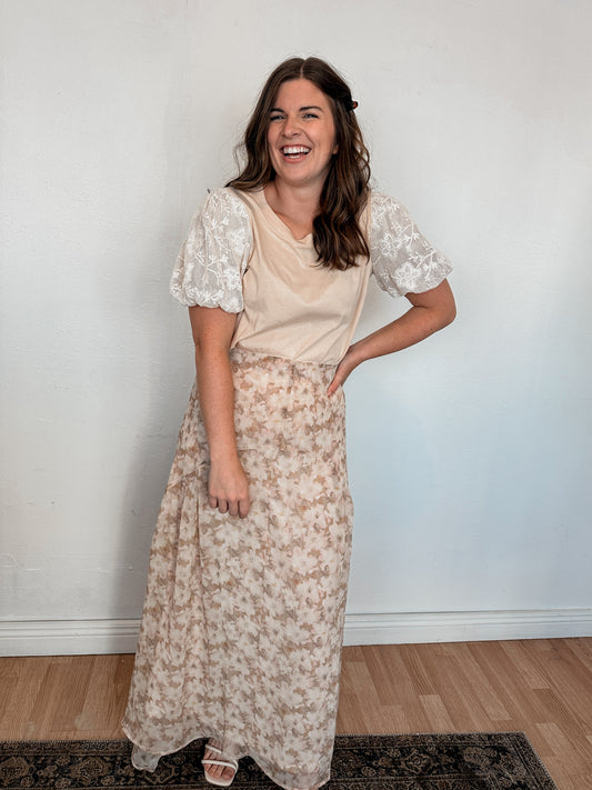 Cream Floral Skirt