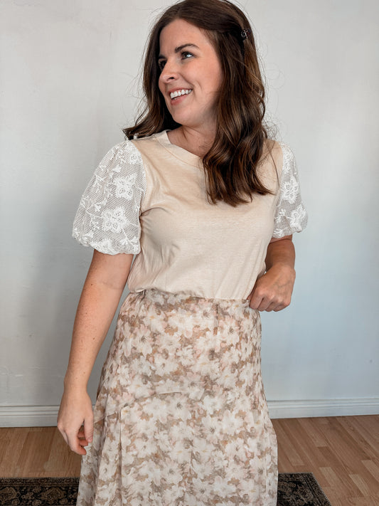 Natural Crochet Sleeve Top