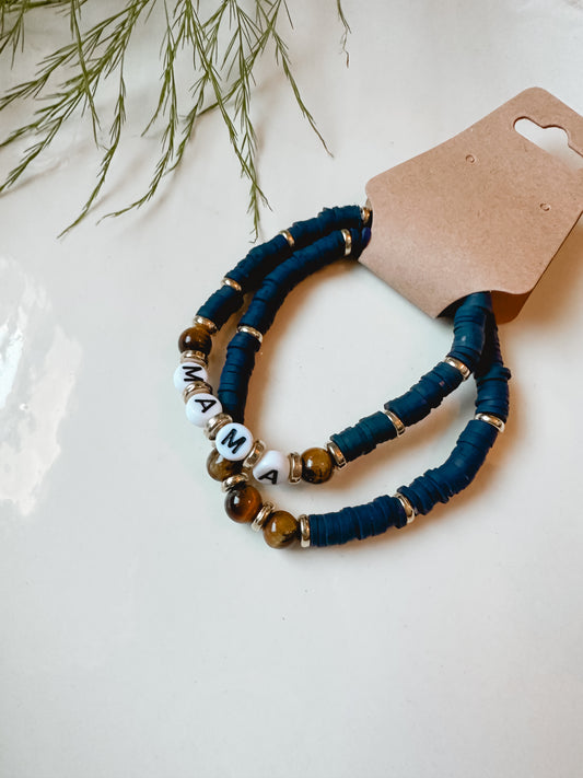 Navy Mama Bracelet Set