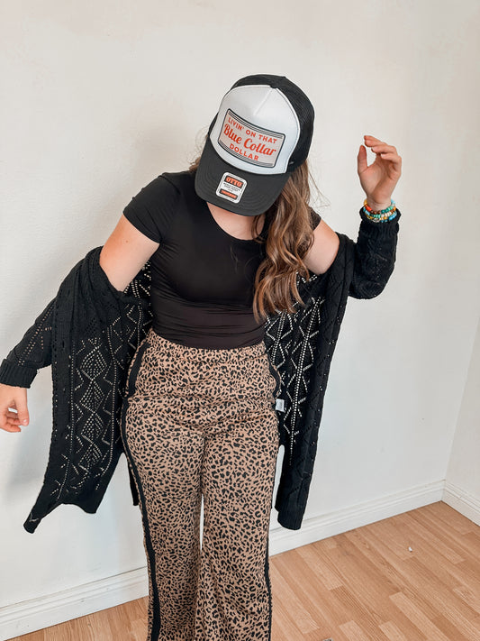 Black Open Knit Cardigan