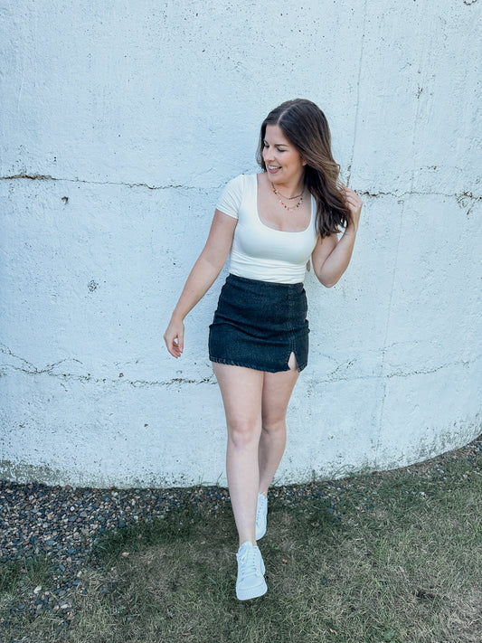 Black Denim Skort
