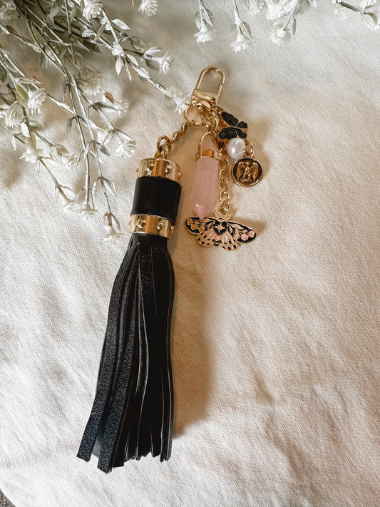 Black Tassel Charm Keychain