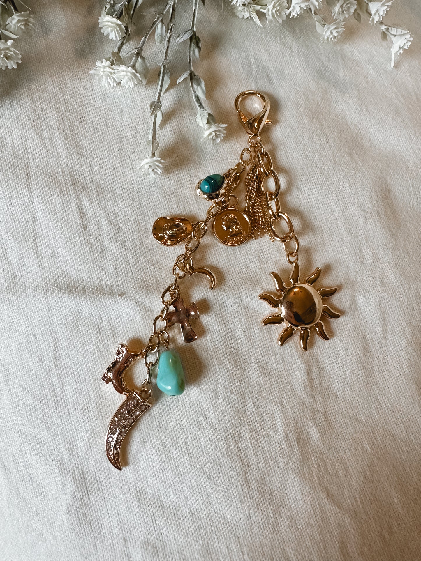 Sunset Cowgirl Charm Keychain