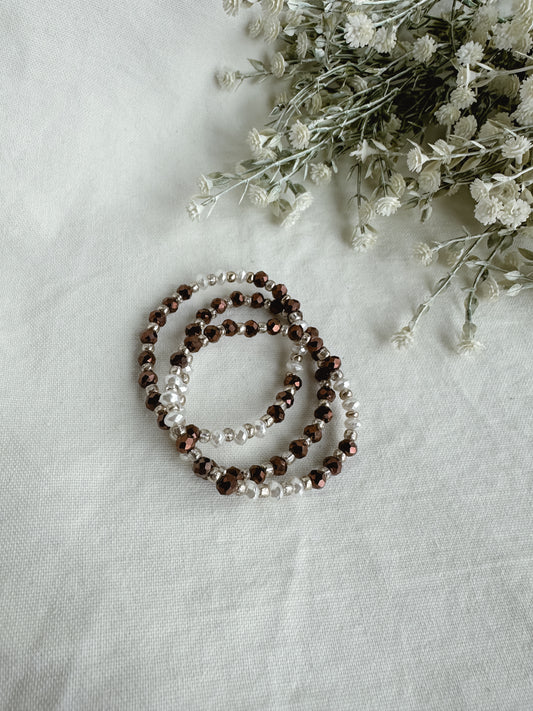 Pearl Brown Bracelet Set