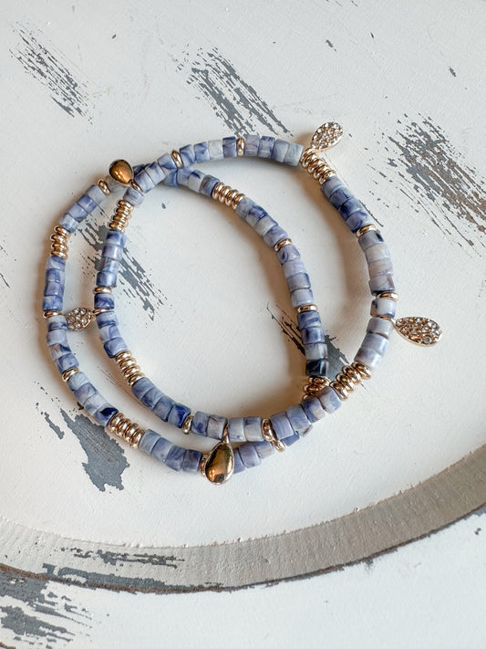 Blue Charm Bracelet Set