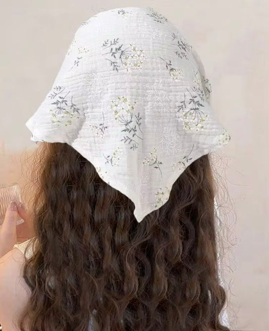 White Floral Hair Scarf