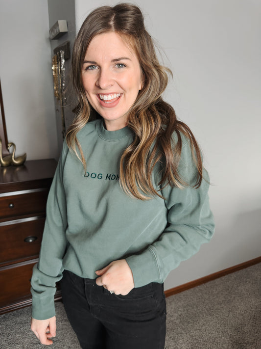 Dog Mom Embroidered Crewneck