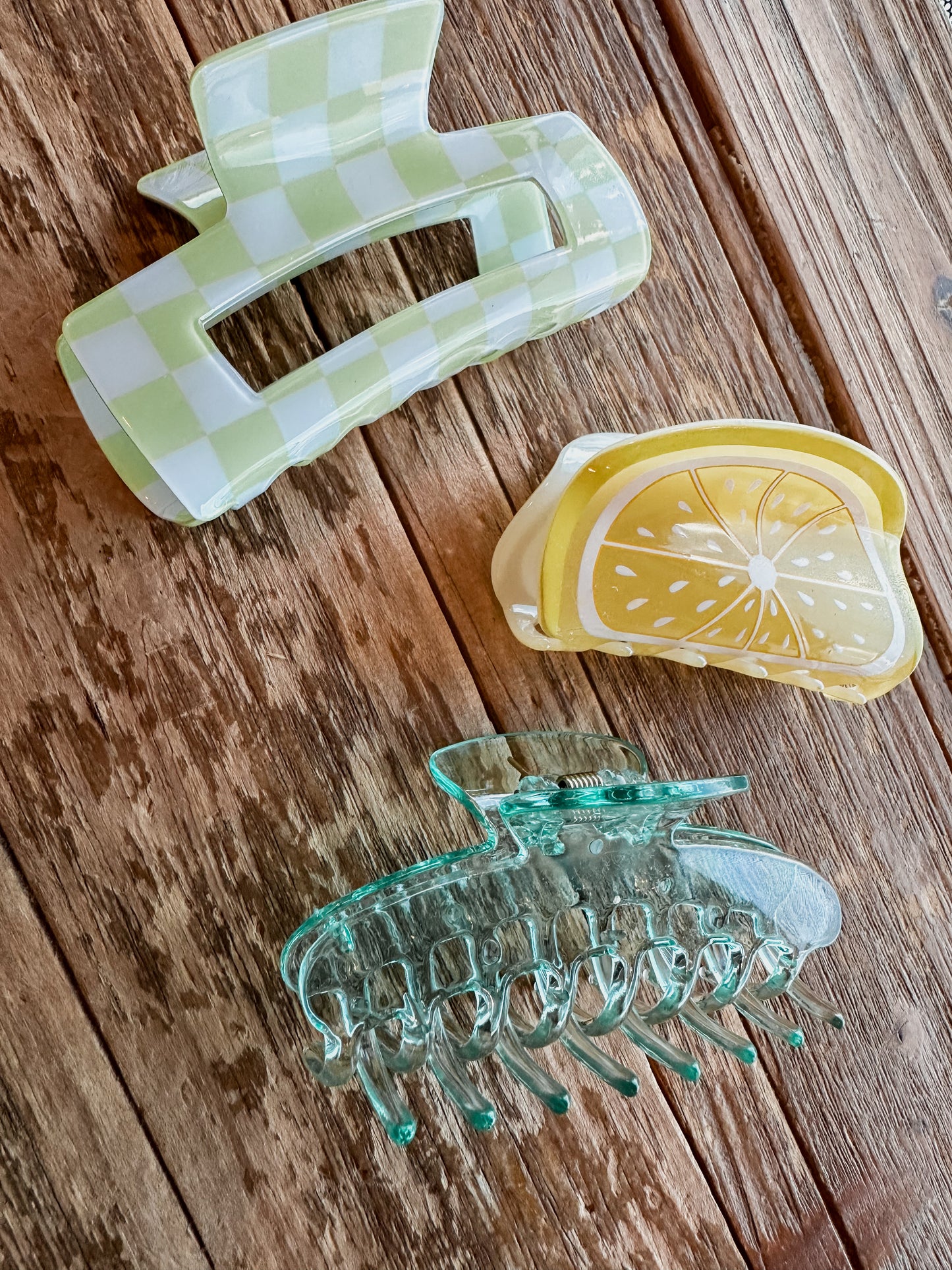 Teal Transparent Claw Clip