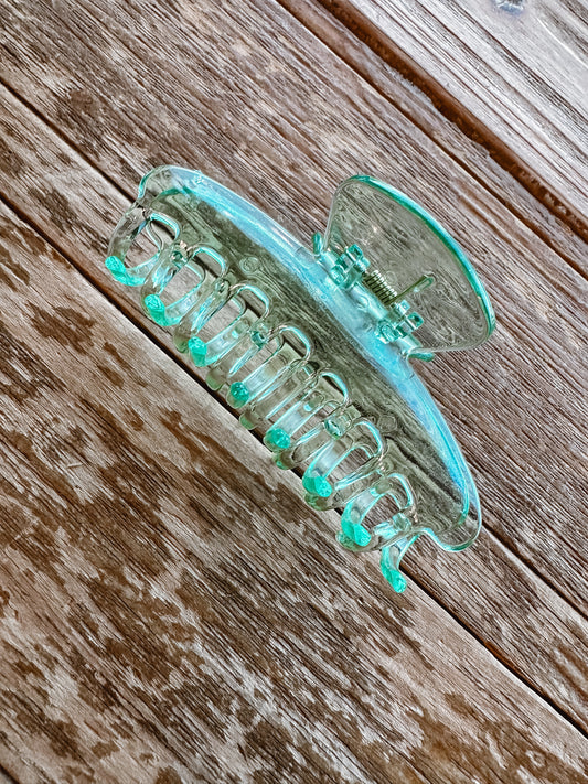 Teal Transparent Claw Clip