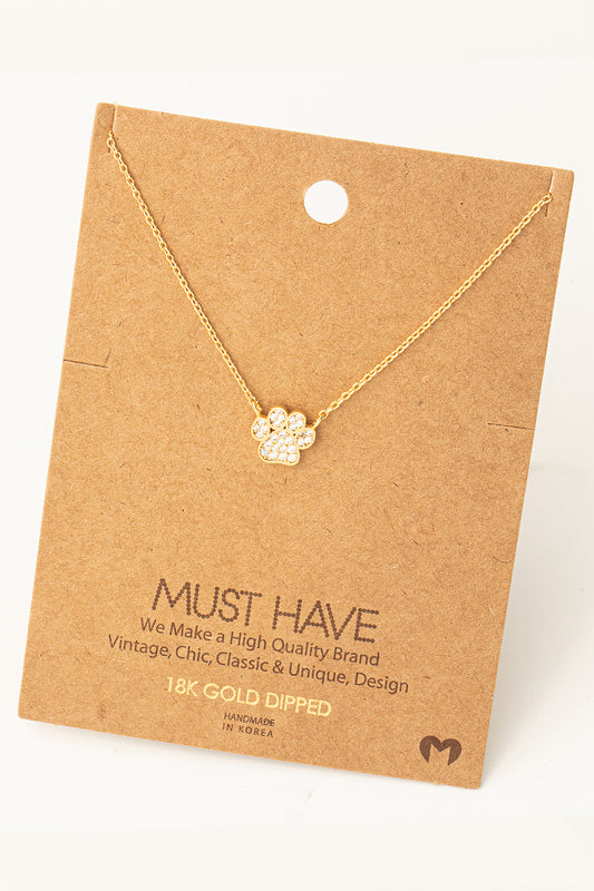 Paw Print Pave Necklace