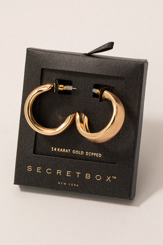 Beveled Wide Gold Hoops