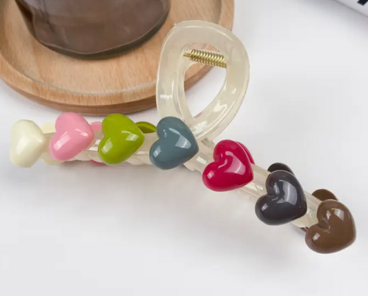 Colorful Hearts Claw Clip