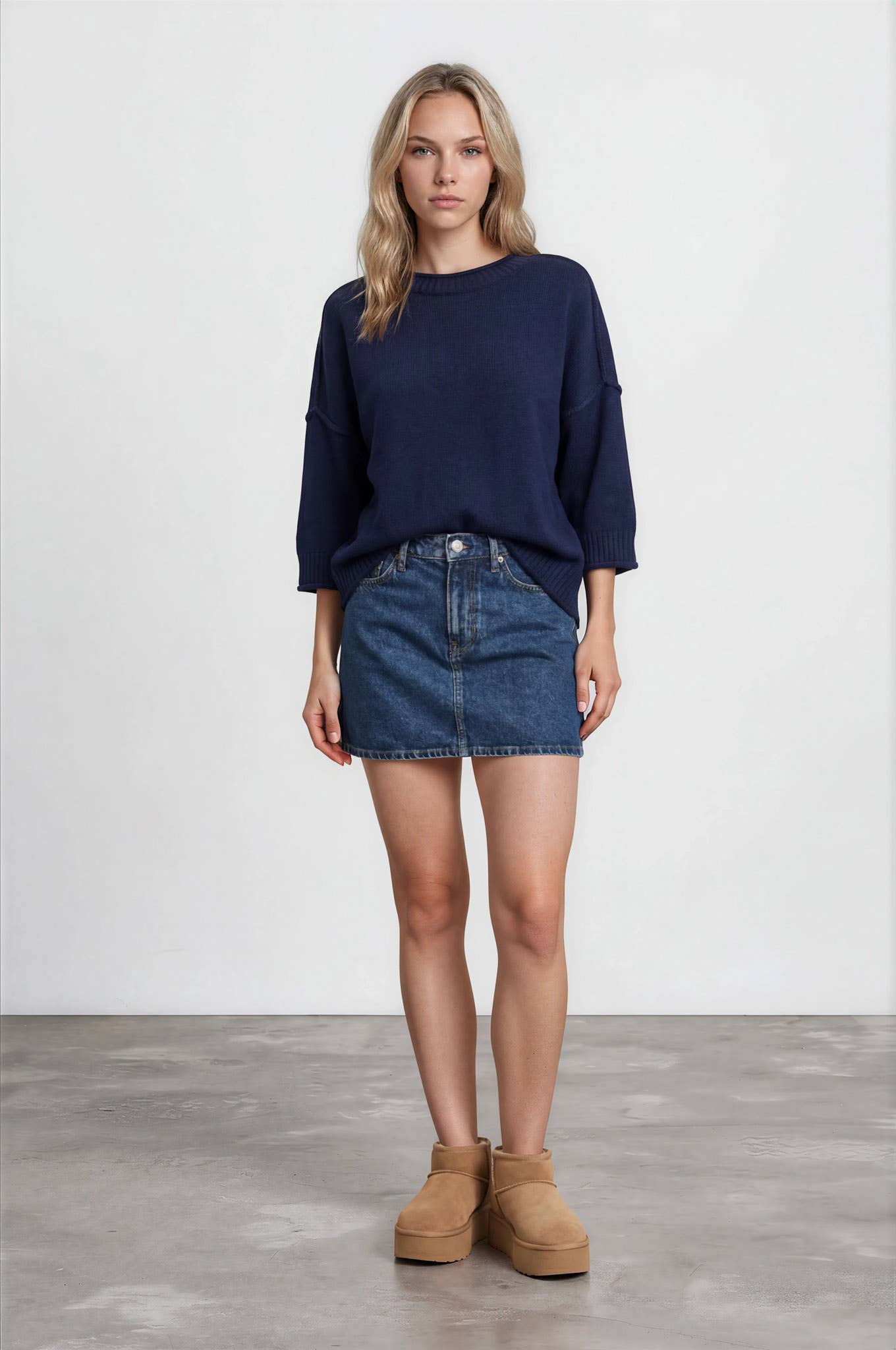 Navy Drop Shoulder Sweater