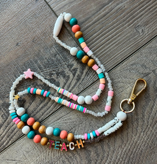 TEACH Beaded Lanyard W/ Breakaway Clasp