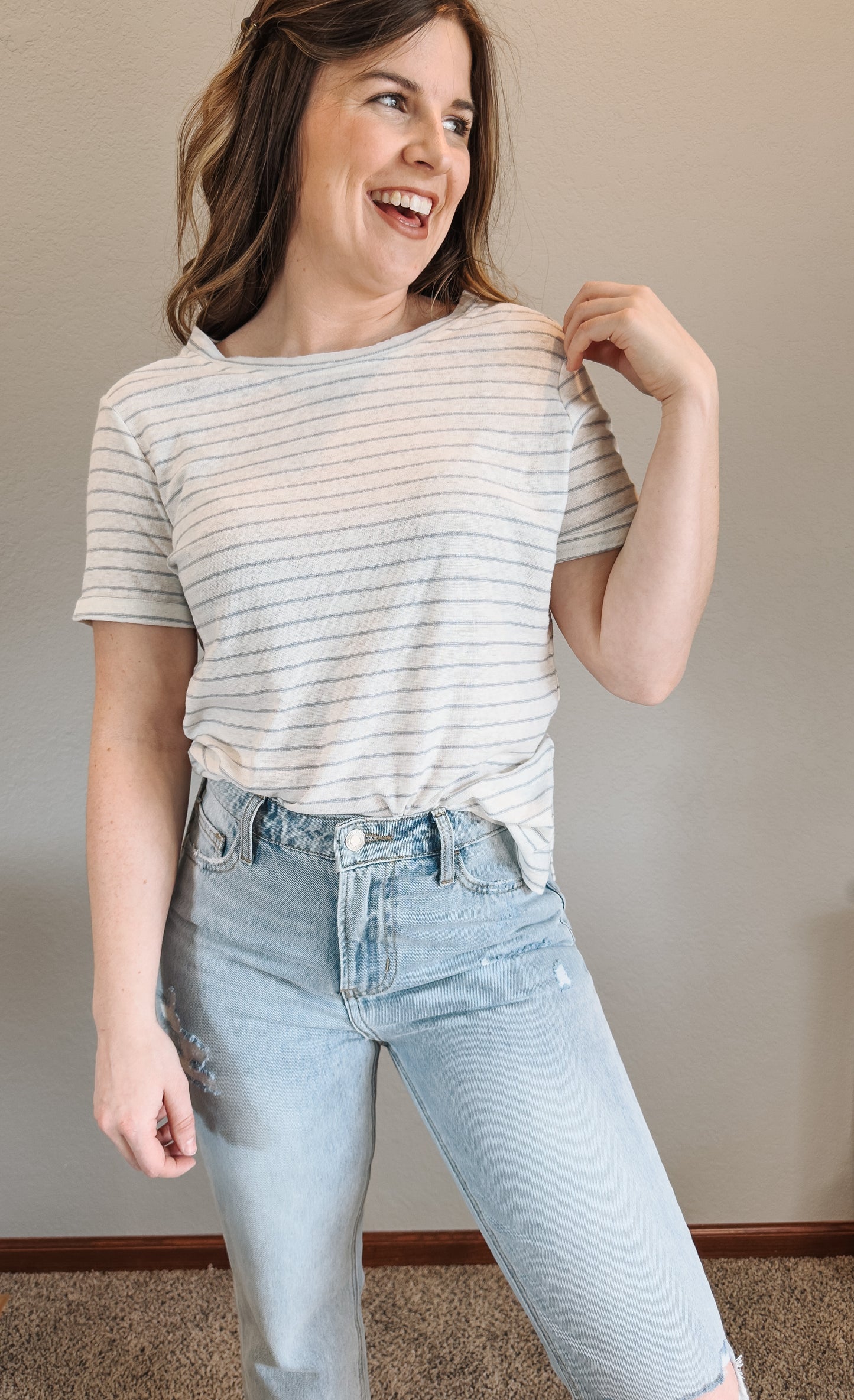 Tie Back Nautical Stripe Tee