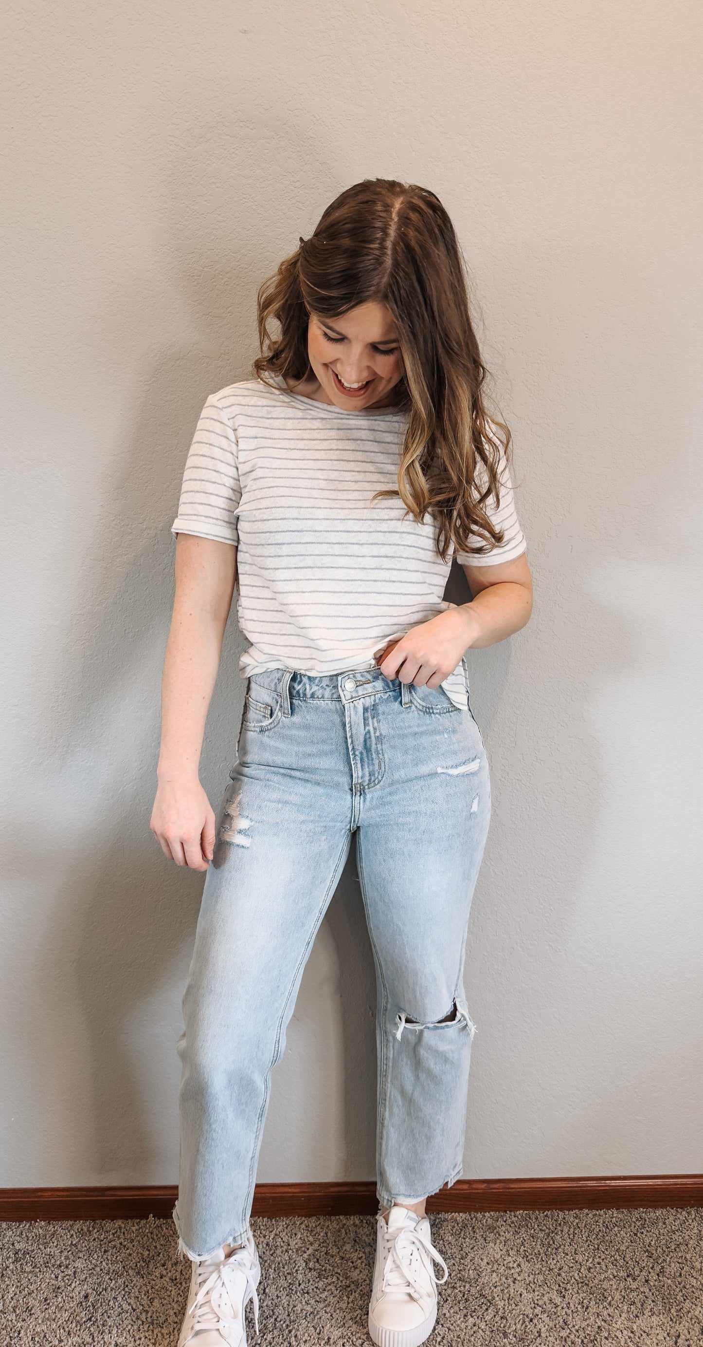 Tie Back Nautical Stripe Tee