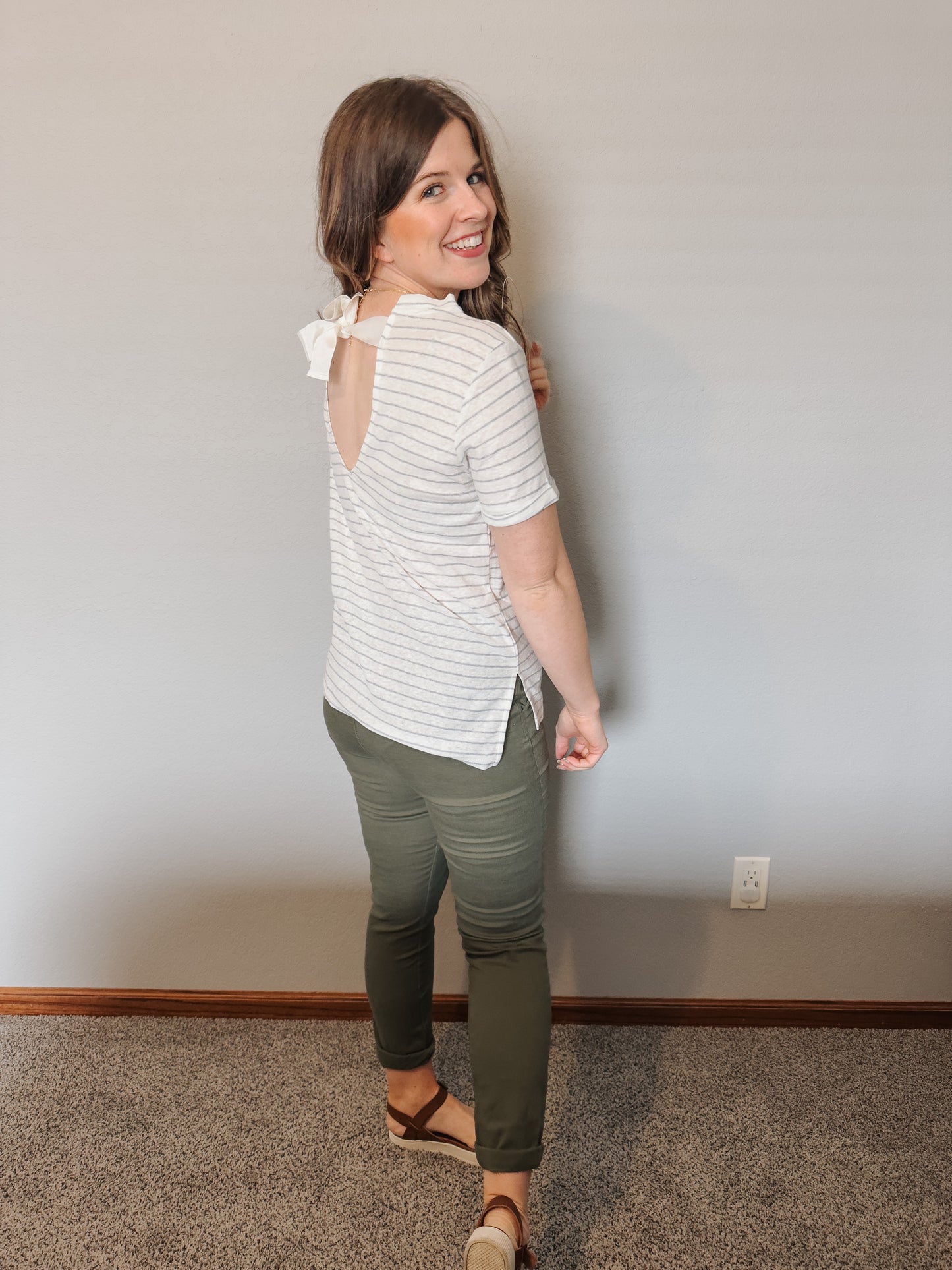 Tie Back Nautical Stripe Tee