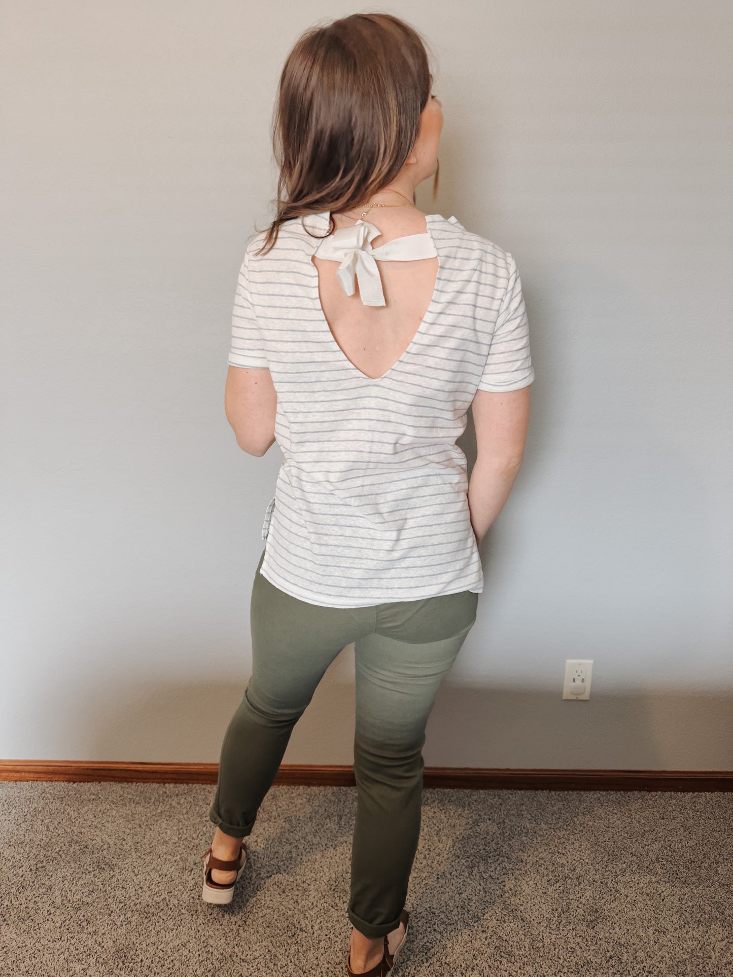 Tie Back Nautical Stripe Tee