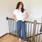 Navy Pinstripe Barrel Pants