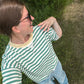 Green Colorblock Stripe Knit Tee