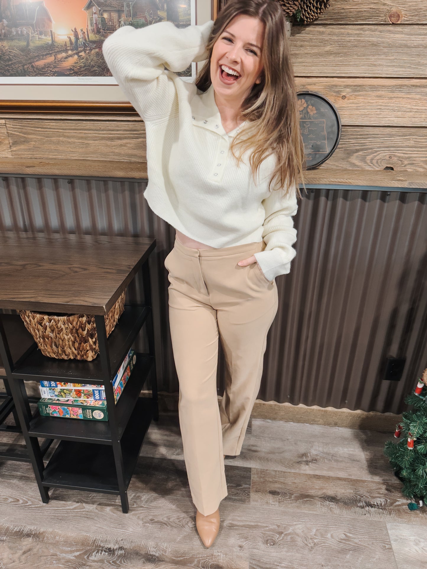 Ivory Button Sweater