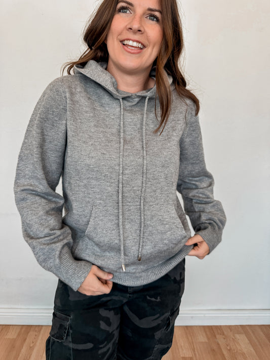 Grey Knit Hoodie